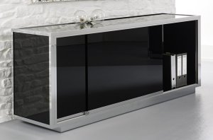 Alu-Schwarzglas-Sideboard im Industriedesign