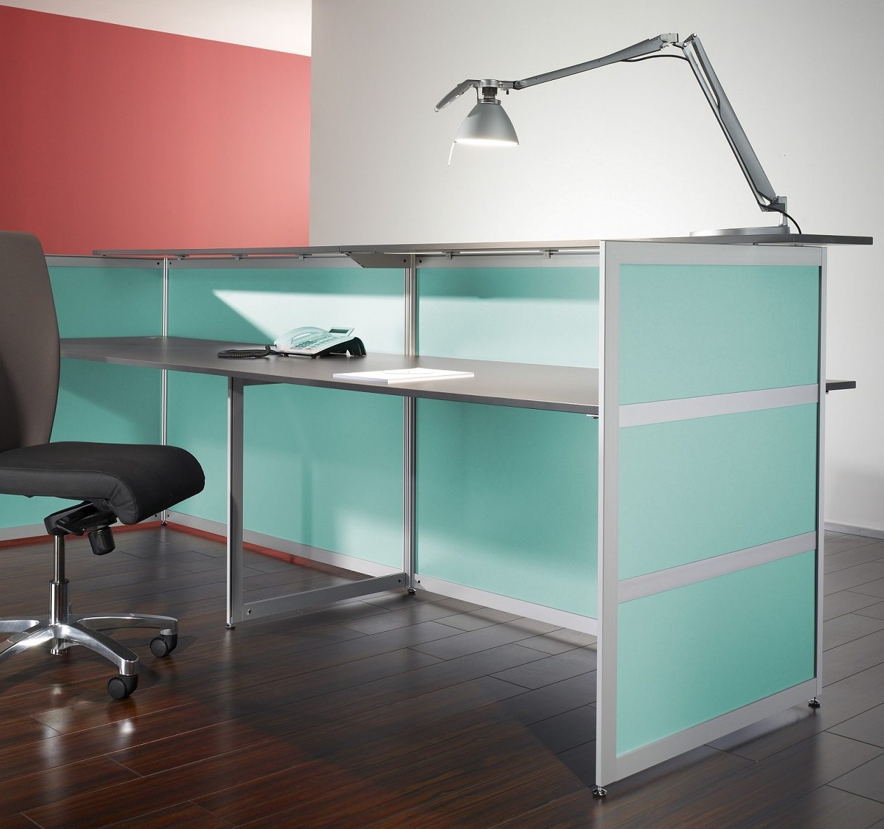 stabile Büro-Empfangstheke für 2 Arbeitsplätze