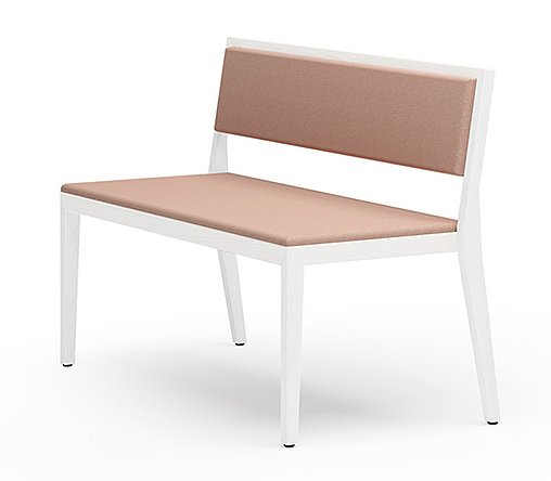 Robuste bequeme Holz-Sitzbank weiß, gepolstert, strapazierfähiger Sitzbezug