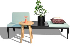 moderne Wartezimmer-Sitzbank mit Ablagetisch