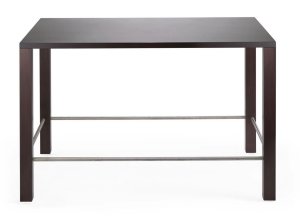 moderner Holz-Stehtisch mit Fußstütze