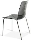 stapelbarer Stuhl mit transparenter, grauer Sitzfläche