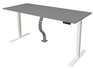 Sitz- Stehschreibtisch mit Kabelkanal Sitz- Stehschreibtisch mit Kabelkanal grafitfarbene Tischplatte