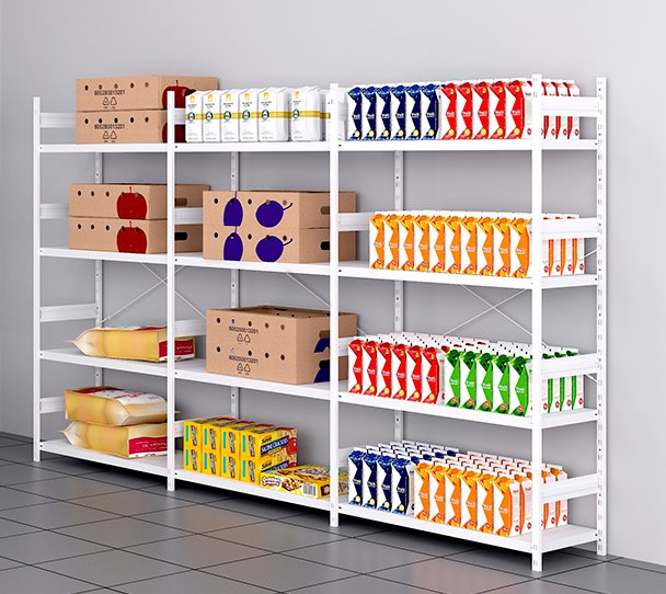 hygienebeschichtetes Lebensmittelregal mit höhenverstellbaren Fachböden