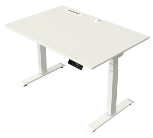 kleiner Sitz-Stehbürotische weiß mit 4-fach-Steckdose, USB-Anschlüsse kleiner Sitz-Stehbürotische weiß mit 4-fach-Steckdose, USB-Anschlüsse