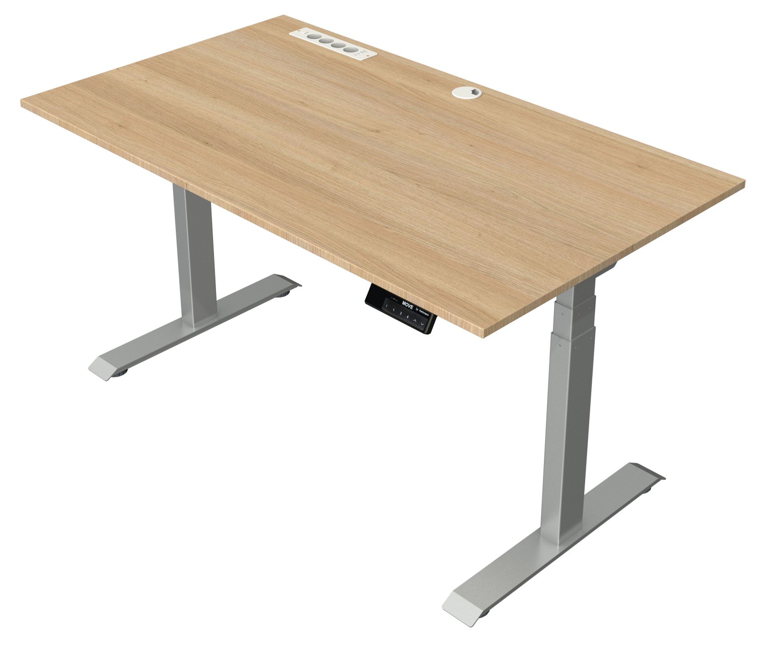 robuster und preiswerter Sitz-Stehschreibtisch mit USB-Ladeports