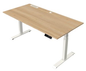 Sitz- / Stehbürotisch mit 4 programmierbaren Tischhöhen Sitz- / Stehbürotisch mit 4 programmierbaren Tischhöhen integrierte Strom- / USB-Anschlüsse