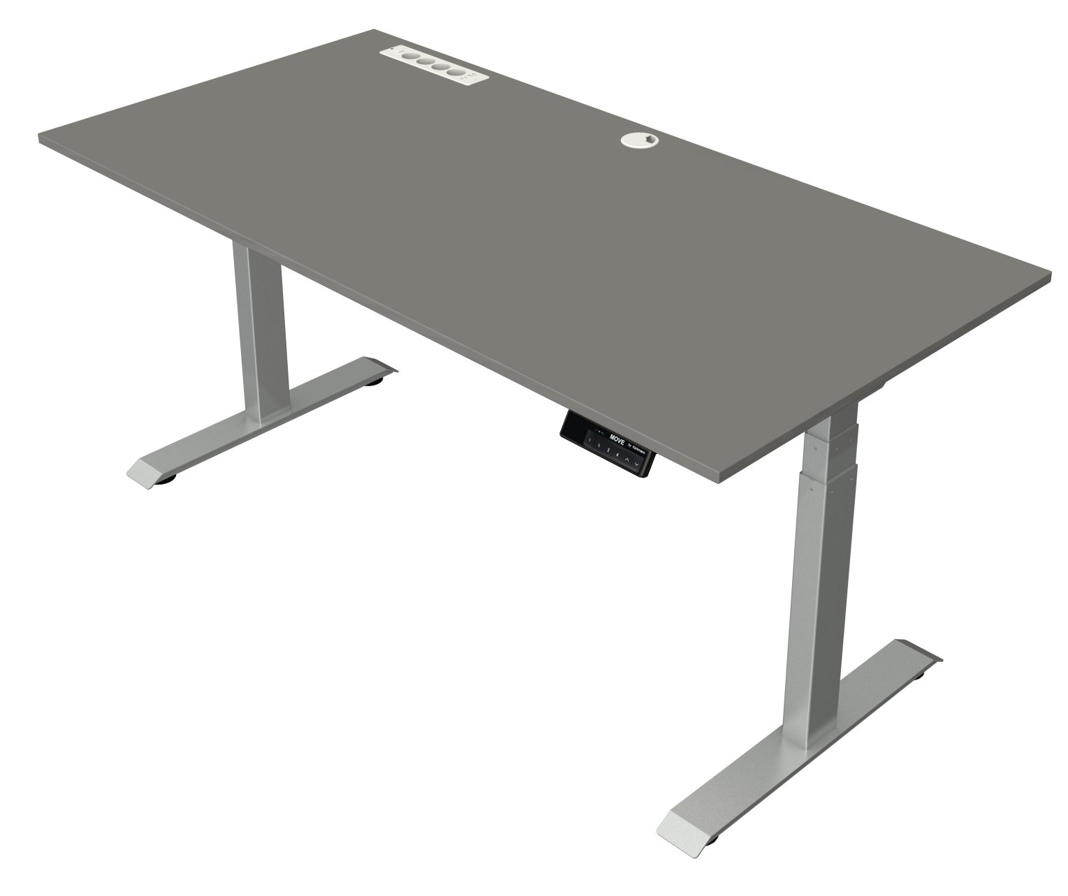 günstiger Sitz- Stehschreibtisch  eingebaute Strom-USB-Ladeports