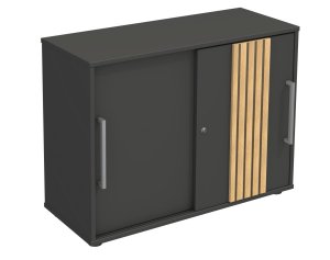 schöner Büroschrank abschließbare Schiebetüren schallabsorbierend