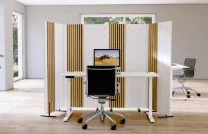 schalldämmende Büro-Sichtschutzwand und Schreibtisch-Einhausung
