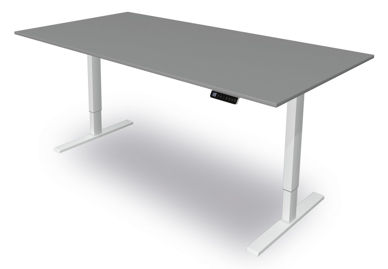 Sitz- und Stehschreibtisch mit grafitarbener Tischplatte Breite x Tiefe: 200 x 100 cm