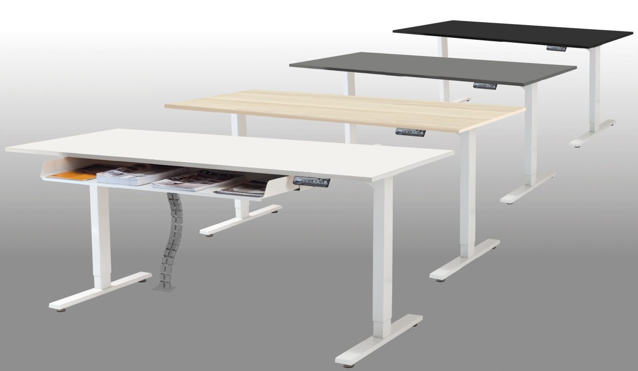 Sitz-Stehschreibtisch mit programmierbarer Arbeitshöhe 72 bis 120 cm