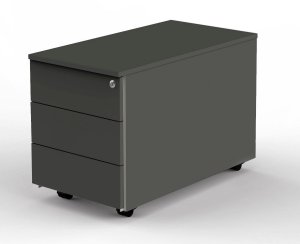 anthrazitfarbener Schreibtisch-Rollcontainer abschließbar