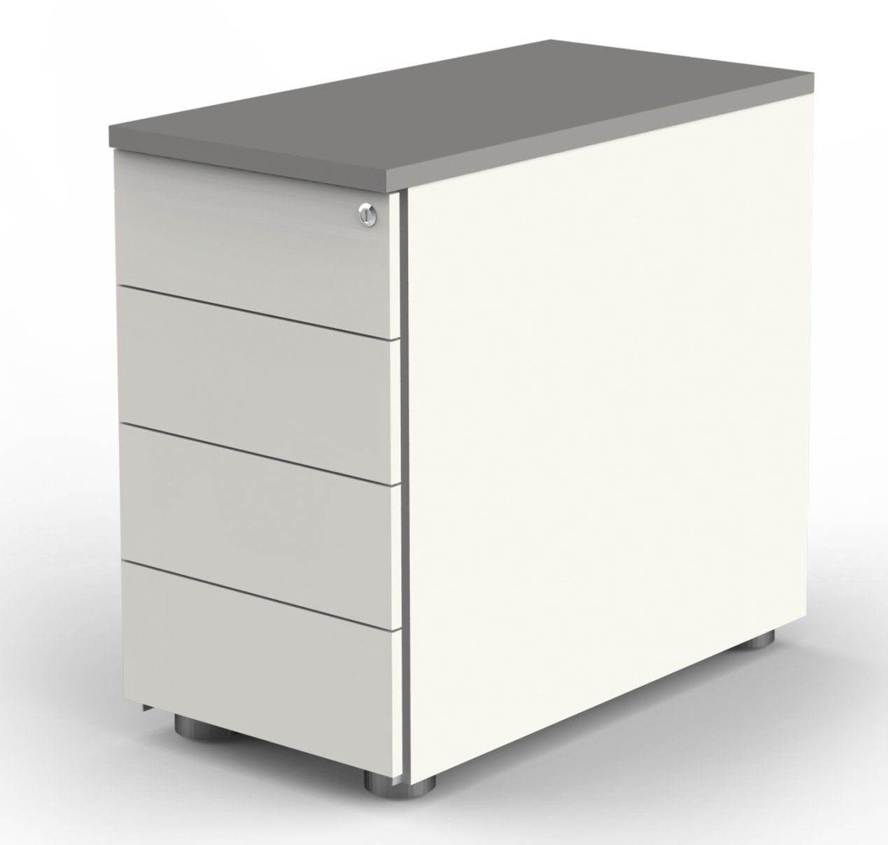 robuster Schreibtisch-Anstellcontainer höhenverstellbar und zentral abschließba