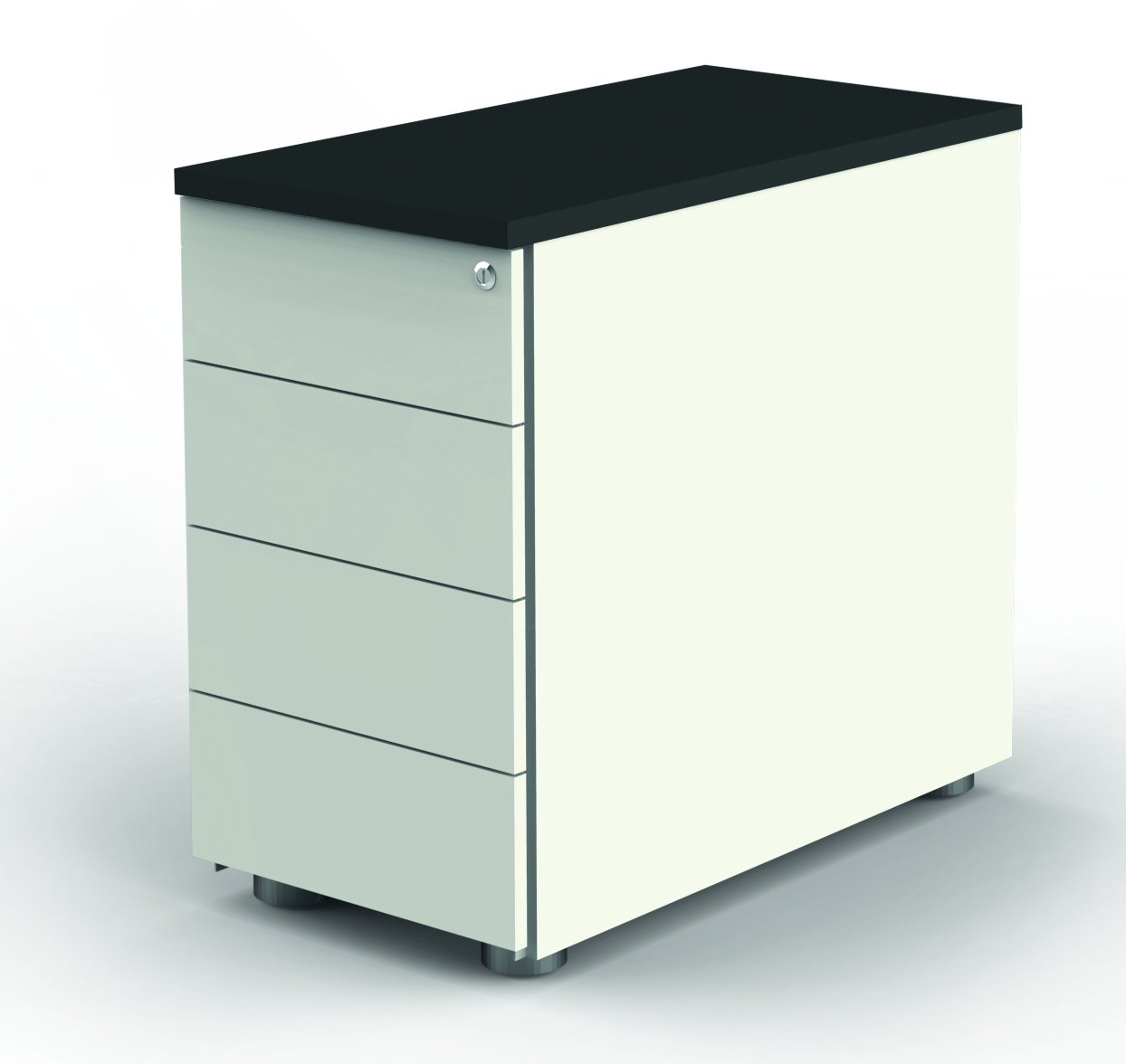 höhenverstellbarer Schreibtisch-Beisteellcontainer 4 Schubladen zentral abschließba