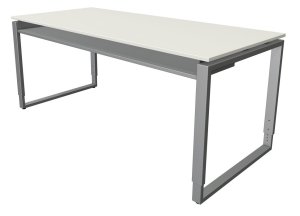preiswerter Schreibtisch mit Bügelgestell Tischplatte mit Ablagefach und Kabelkanal