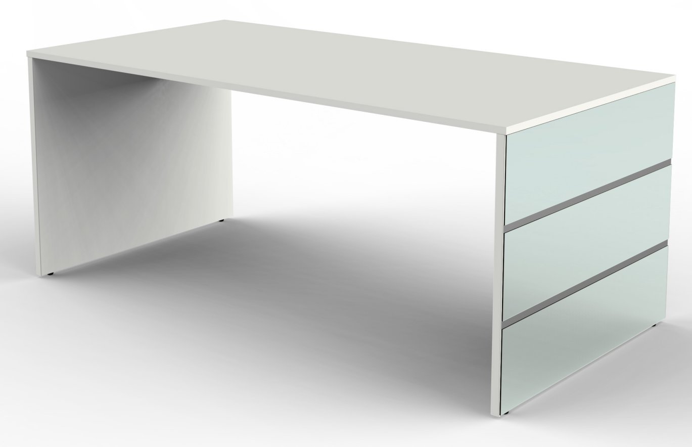 eleganter Büroschreibtisch mit Wangengestell glasverblendet