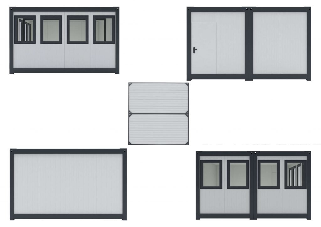 Außenbereich-Bürocontainer Arbeitsfläche 16 Quadratmeter