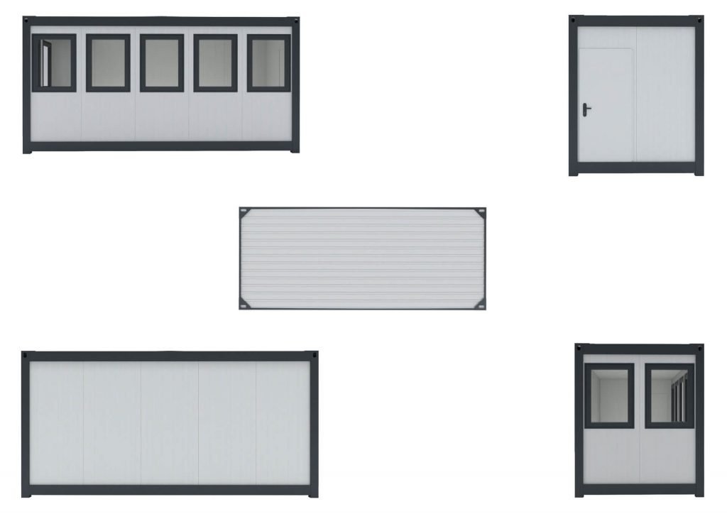 Baustellen-Stahlcontainers mit Arbeitsfläche 9,4 Quadratmeter
