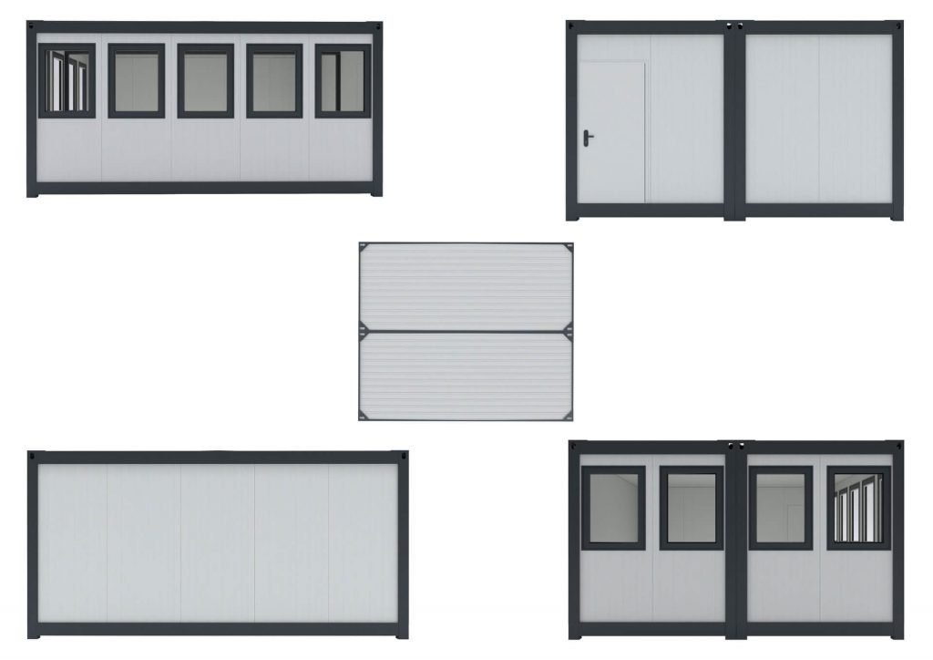 massiver Baustellen-Arbeitscontainer mit einer Arbeitsfläche von 20 Quadratmeter