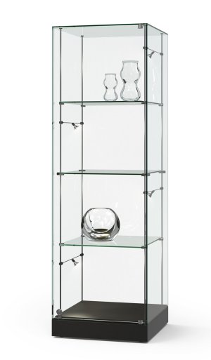 Ganzglas-Standvitrine quadratisch 60 x 60 x 190 cm abschließbar