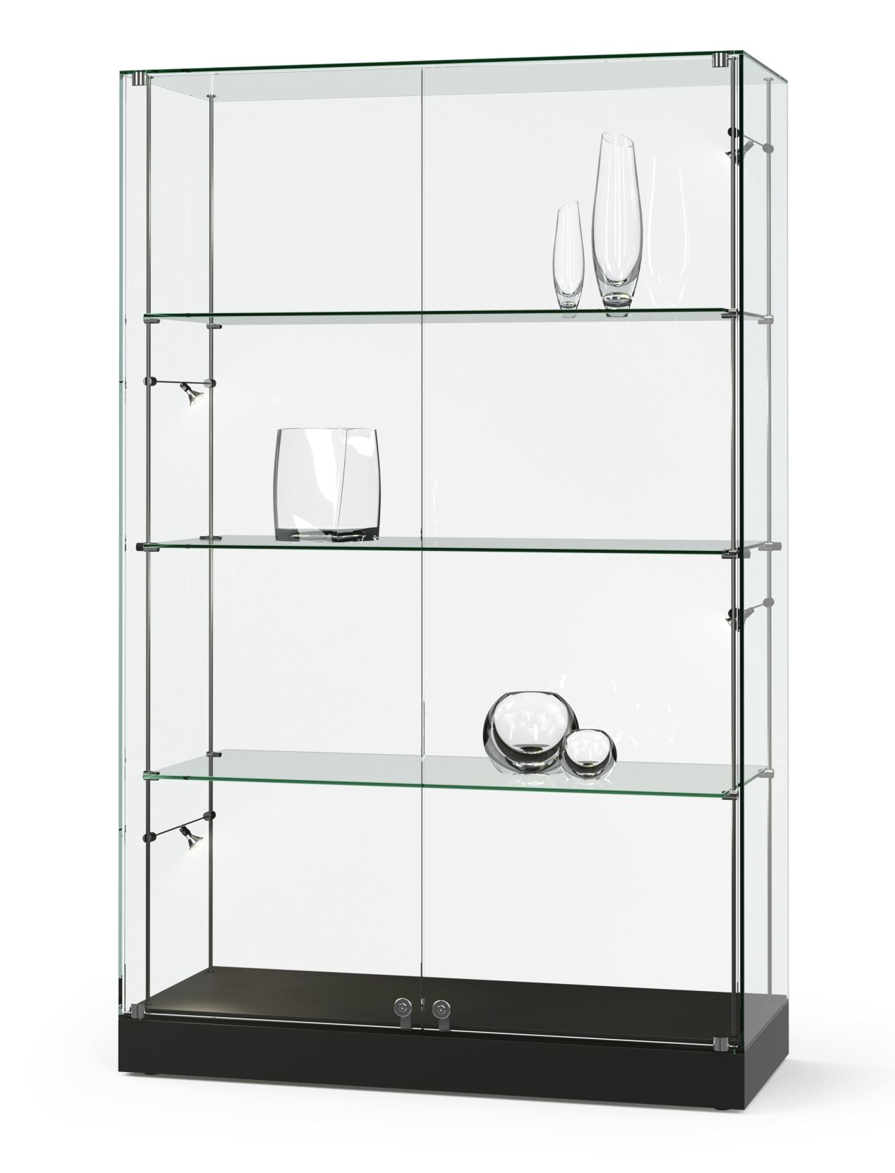 Ganzglas-Schrankvitrine Breite = 120 / Höhe = 190 cm ohne Profilrahmen