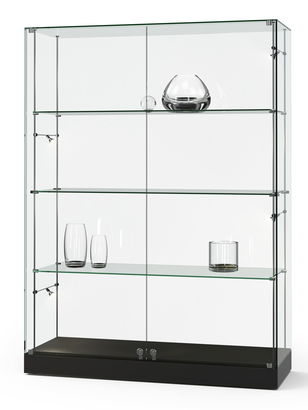 Ganzglas-Schrankvitrine Breite = 140 / Höhe = 190 cm abschließbar