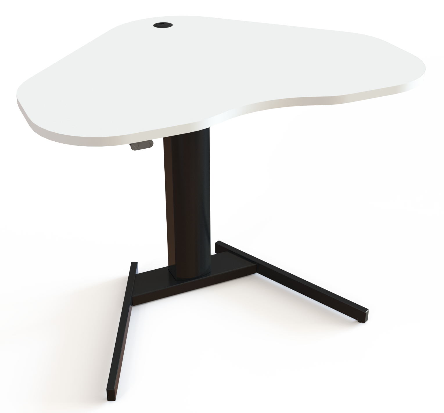 Kleiner Sitz- u. Stehschreibtisch für Homeoffice schwarz Monosäulengestell