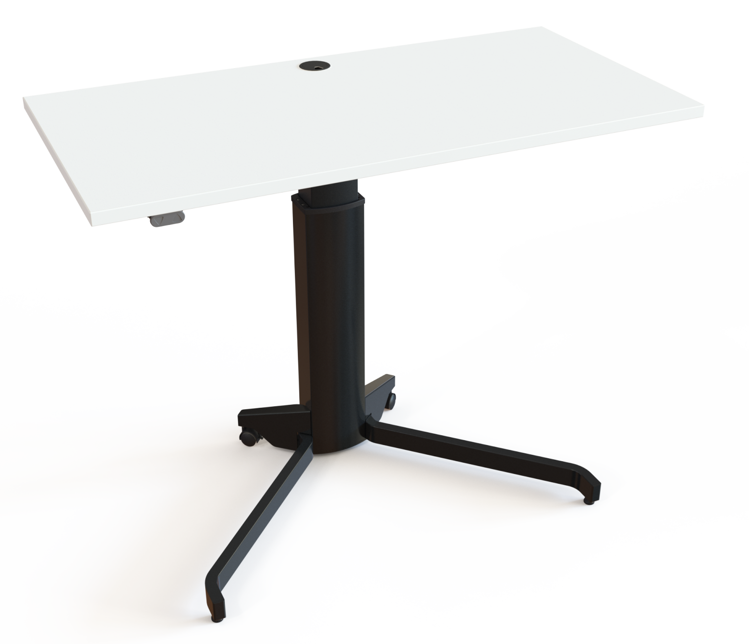 mobiler Sitz-Stehbürotisch mit Laufrollen für Homeoffice