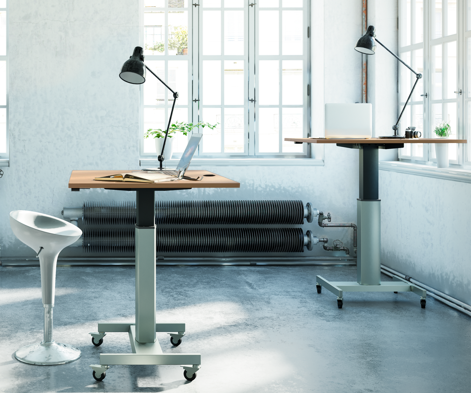 Mobile Sitz-Stehbürotische kleine Tischplatte für Homeoffice