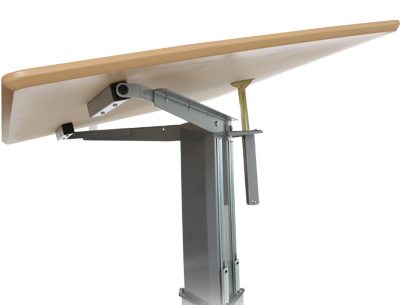 kabellos elektrisch höhenverstellbares Stehpult mit neigbarer Tischplatte