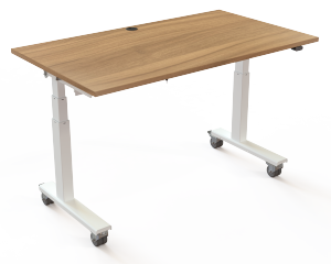 mobiler Sitz-Steh-Seminartisch mit klappbarer Tischplatte