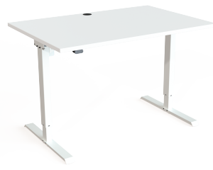 preiswerter elektrisch höhenverstellbar weißer Steh-Sitzschreibtisch 120 x 80 cm