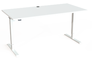 preiswerter Sitz-Stehschreibtisch 160 x 80 cm Stahlgestell weiß