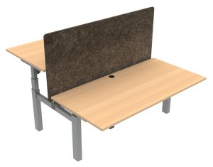 elektrisch höhenverstellbarer Zwei-Platten-Schreibtisch als Sitz-Stehschreibtisch