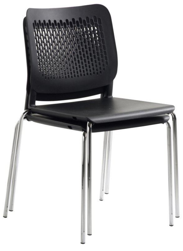 stapelbarer Konferenzstuhl mit einem robustem Hartplatiksitz mit gelochter Rückenlehne