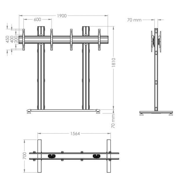 55-Zoll-LED-Monitor-Standfuß 2 nebeneinander