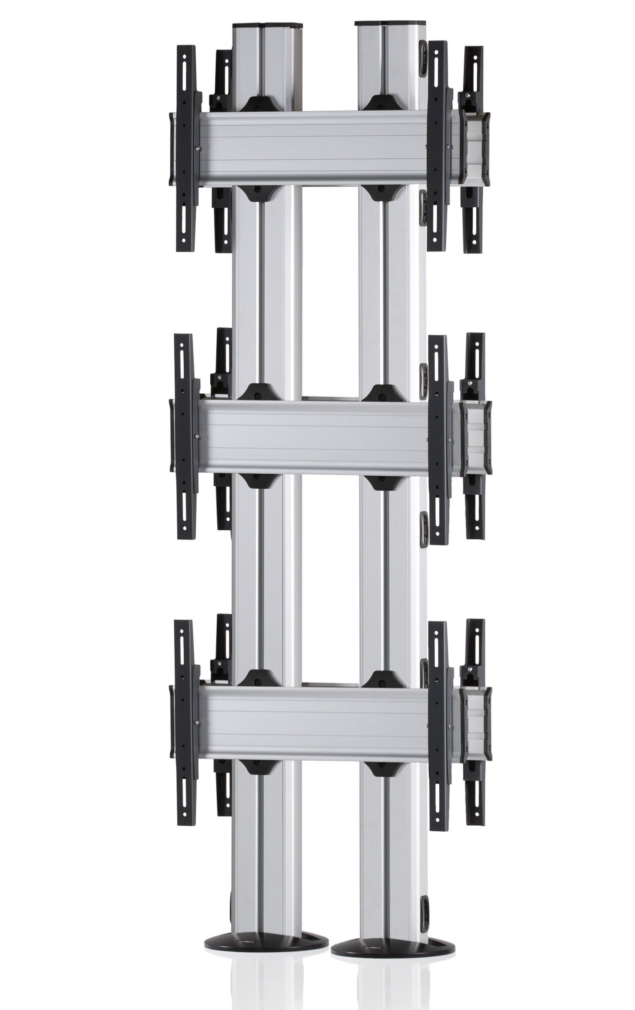 Videowall-Standfuß feste Bodenmontage beidseitig 3 Bildschirm-Halterungen untereinander