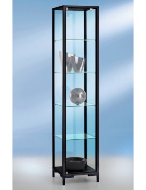quadratische Glasvitrine 40x40x186cm abschließbare Drehflügeltür