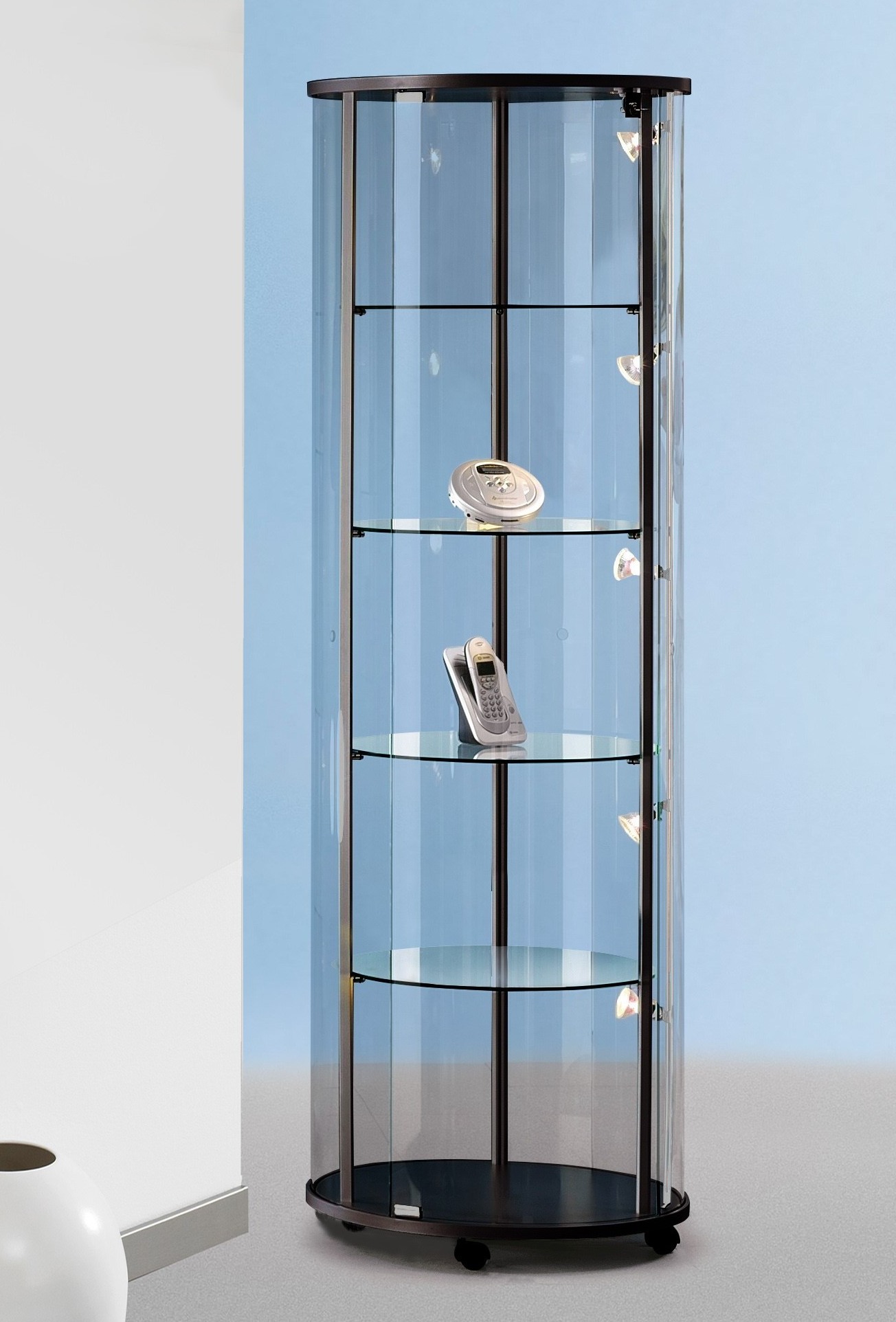 runde Sicherheitsglas-Standvitrine abschließbar Durchmesser x Höhe 56 x 176 cm